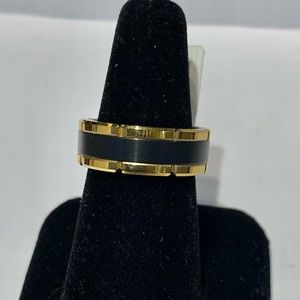 Yellow and Black Tungsten Mens Ring size 8
